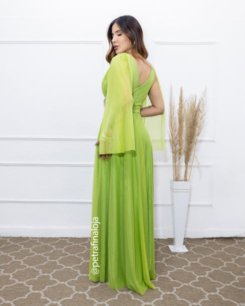 VESTIDO MANGA CAPA ACINTURADO